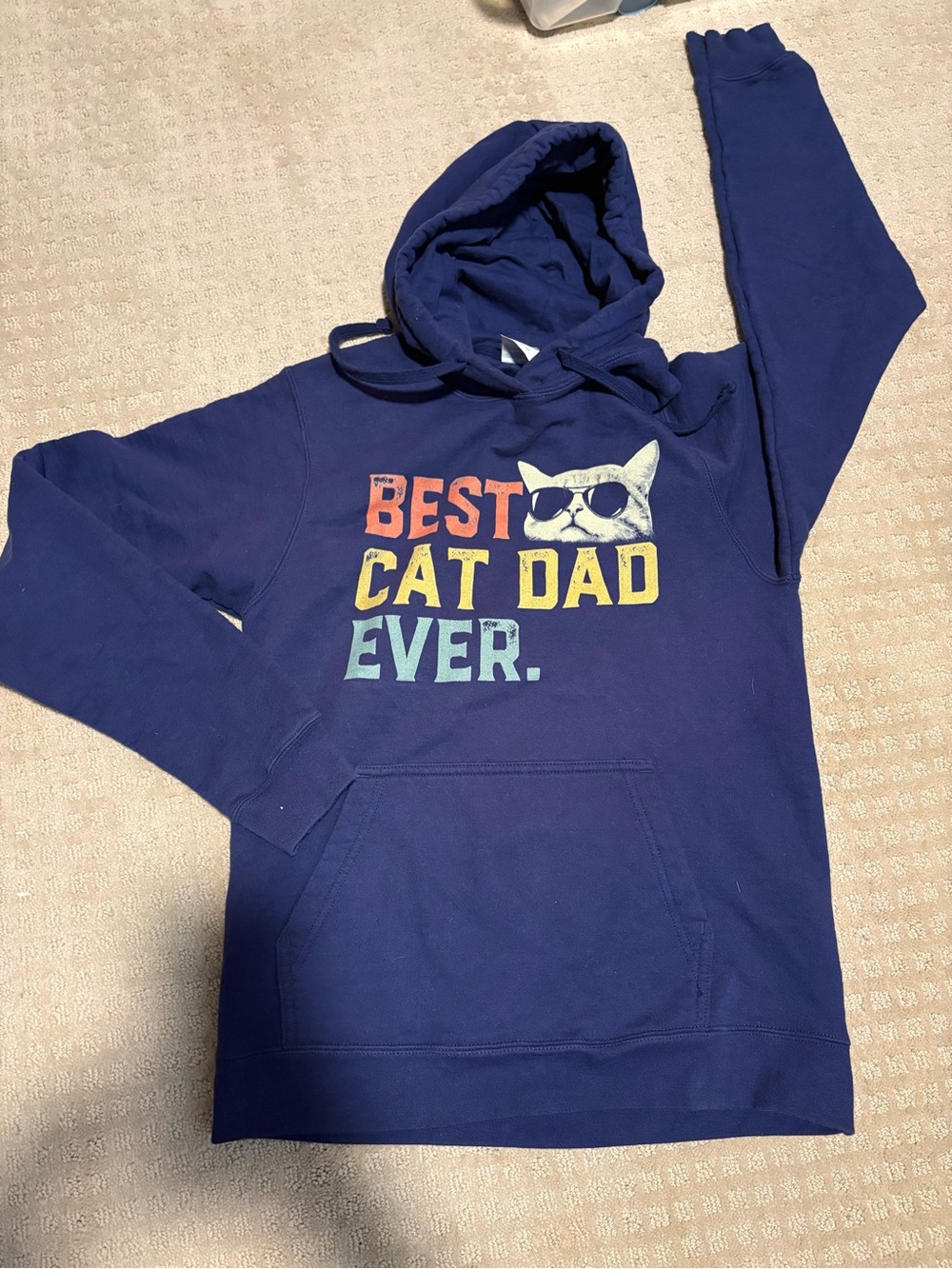 Best Cat Dad Ever Navy Hoodie for Men - Cat Lover Pullover